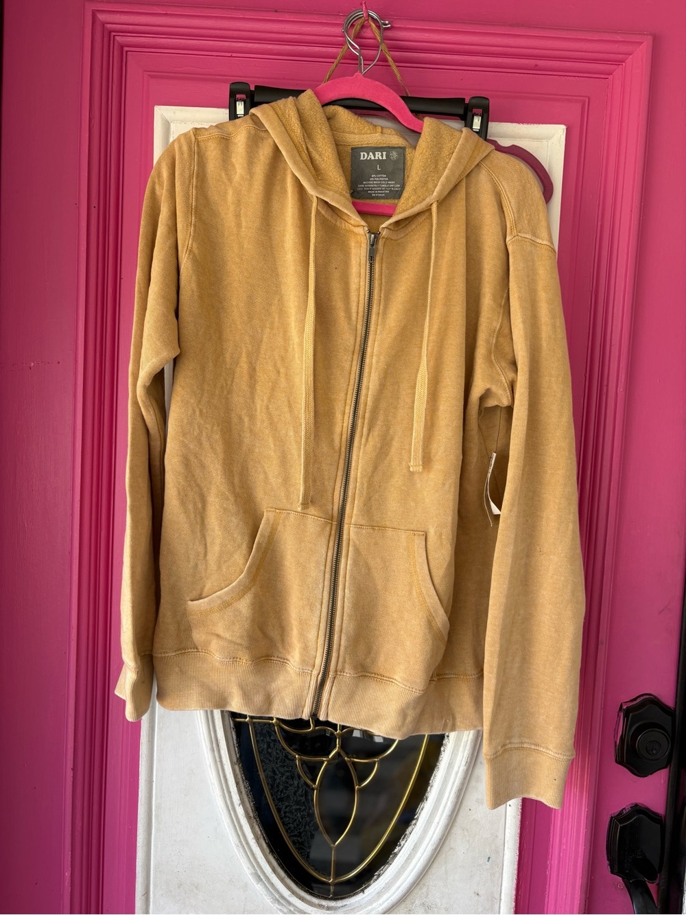 Dari Washed Mustard Zip-Up Hoodie Sweater